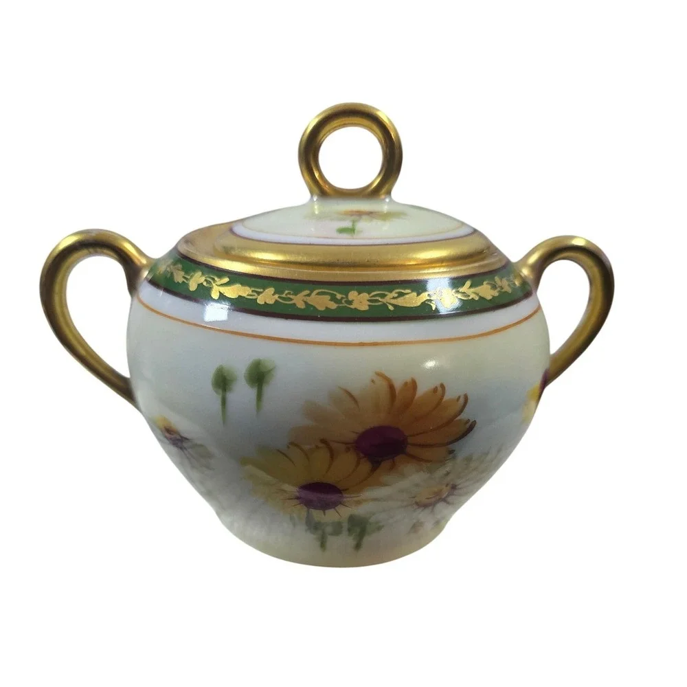 Pitkin & Brooks Studio Hand‎ Painted Daisy Sugar Creamer Footed Bowl Bavaria Set